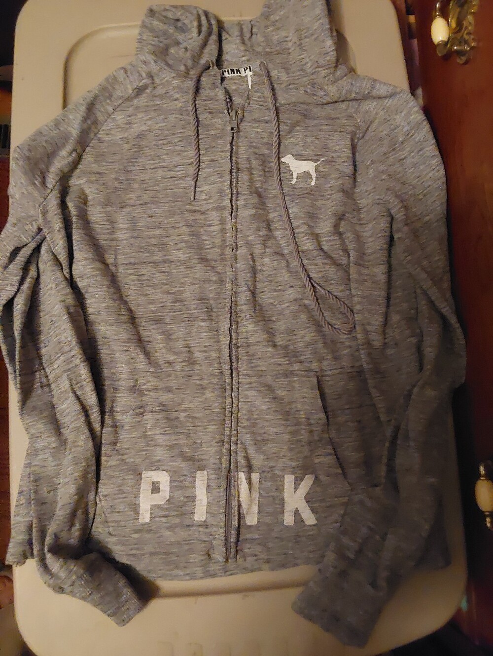 PINK Victoria's Secret Gray Full-Zip Hoodie